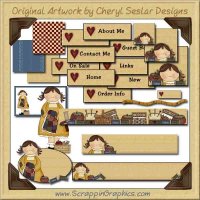 Sewin' Girl Web Set Graphics Clip Art Download