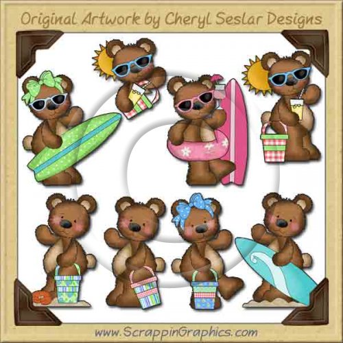 Raggedy Bears Fun In the Sun Graphics Clip Art Download