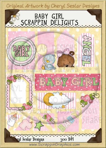 Baby Girl Scrappin' Delights Clip Art Graphics