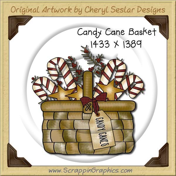 Candy Cane Basket Single Graphics Clip Art Download - Click Image to Close