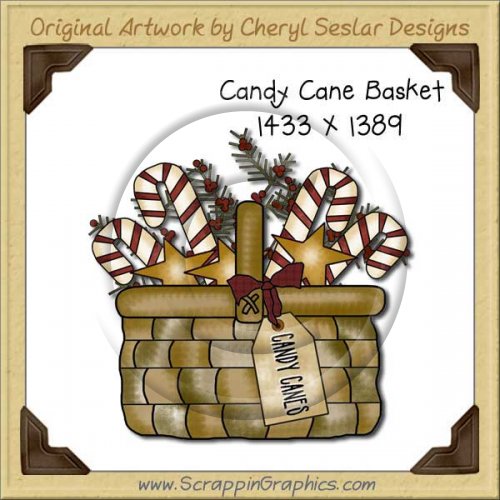 Candy Cane Basket Single Graphics Clip Art Download