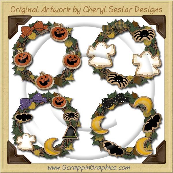 Halloween Cookie Wreaths Limited Pro Graphics Clip Art Download - Click Image to Close