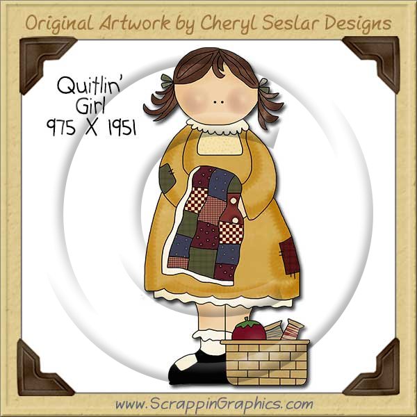 Quiltin' Girl Single Clip Art Graphic Download - Click Image to Close