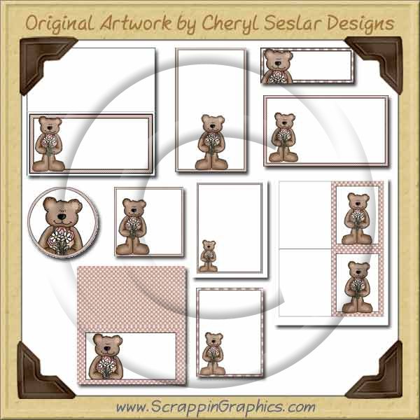 Flower Teddy Printable Pack Graphics Clip Art Download - Click Image to Close
