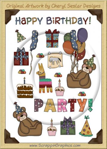 Reseller -Happy Birthday Sticker Page Clip Art Graphics