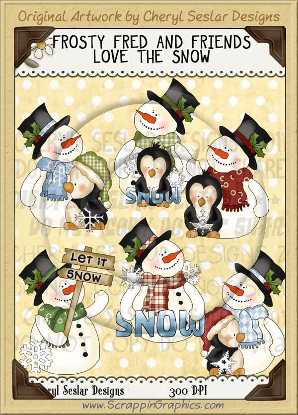 Frosty Fred & Friends Love The Snow Limited Pro Clip Art Graphics - Click Image to Close