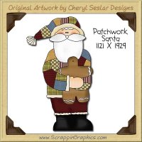 Patchwork Santa Single Clip Art Graphic Download