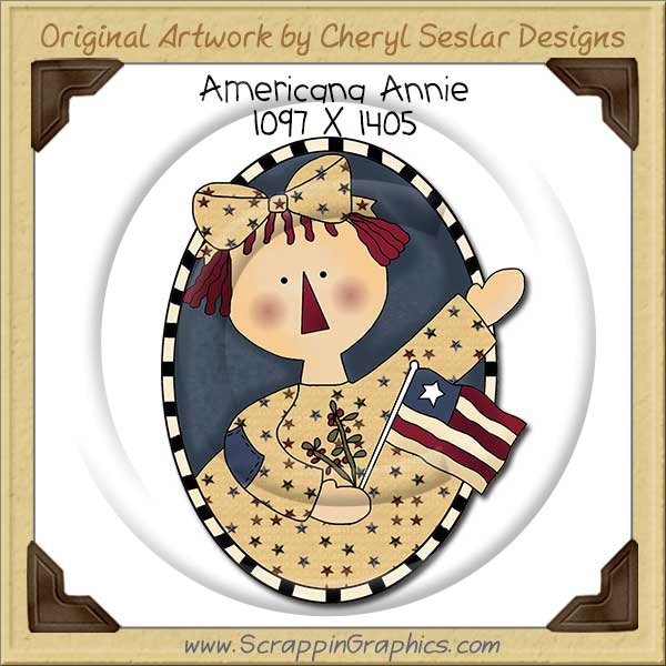 Americana Annie Oval Single Clip Art Graphic Download - Click Image to Close