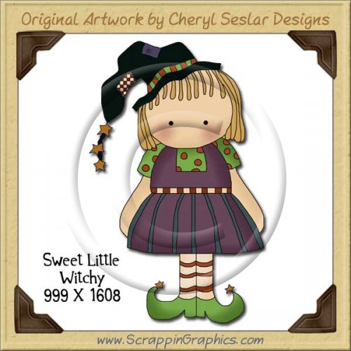 Sweet Little Witchy Single Graphics Clip Art Download