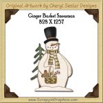 Ginger Basket Snowman Single Graphics Clip Art Download