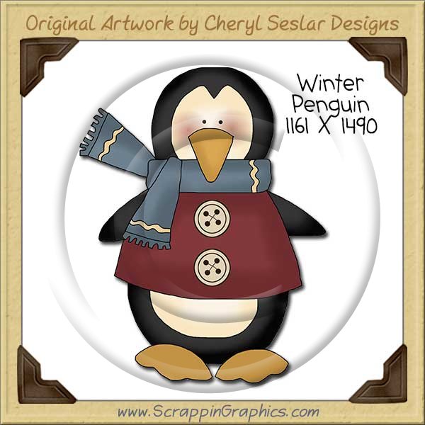 Winter Penguin Single Clip Art Graphic Download - Click Image to Close