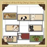 Playful Pups Bag Toppers Collection Graphics Clip Art Download