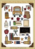 Reseller -School Days Sticker Page Clip Art Graphics