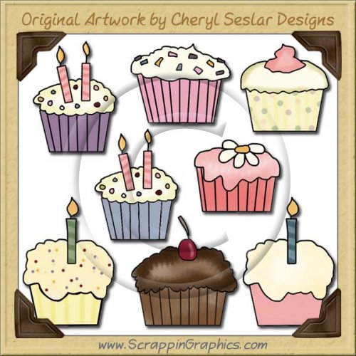 Cute Cupcakes Graphics Clip Art Download