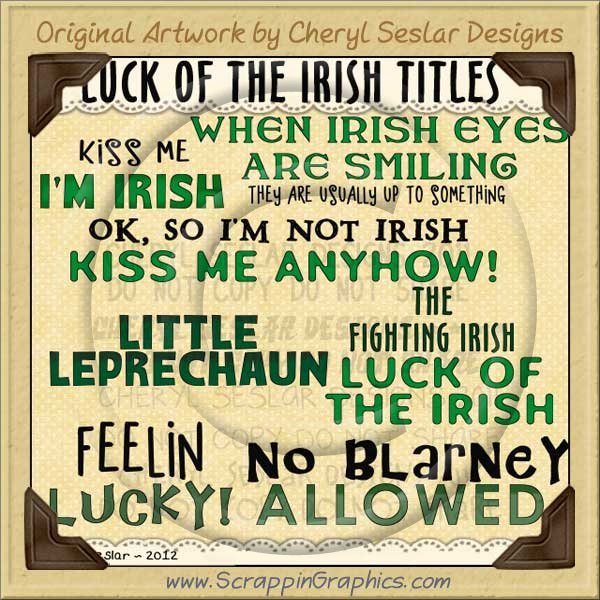 Luck Of The Irish Titles Limited Pro Clip Art Graphics Collection - Click Image to Close