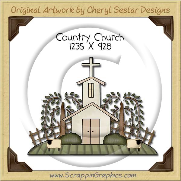 Country Church Single Clip Art Graphic Download - Click Image to Close