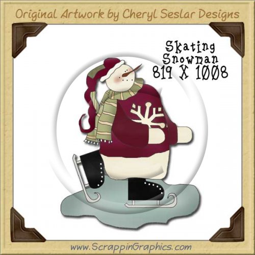 Skating Snowman Single Graphics Clip Art Download