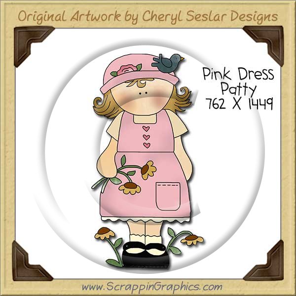 Pink Dress Patty Single Clip Art Graphic Download - Click Image to Close