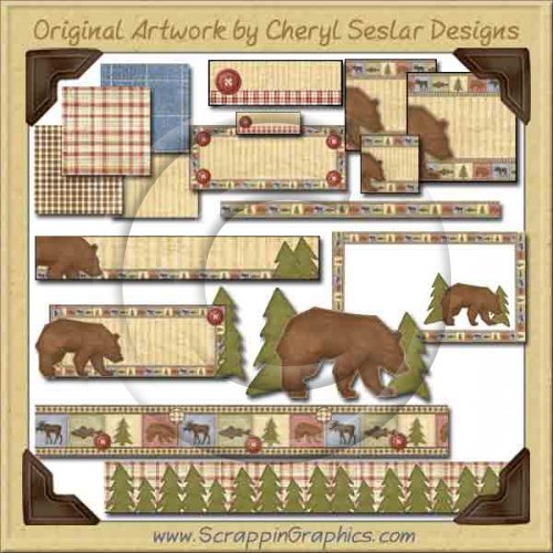 Woodland Bear Web Set Graphics Clip Art Download