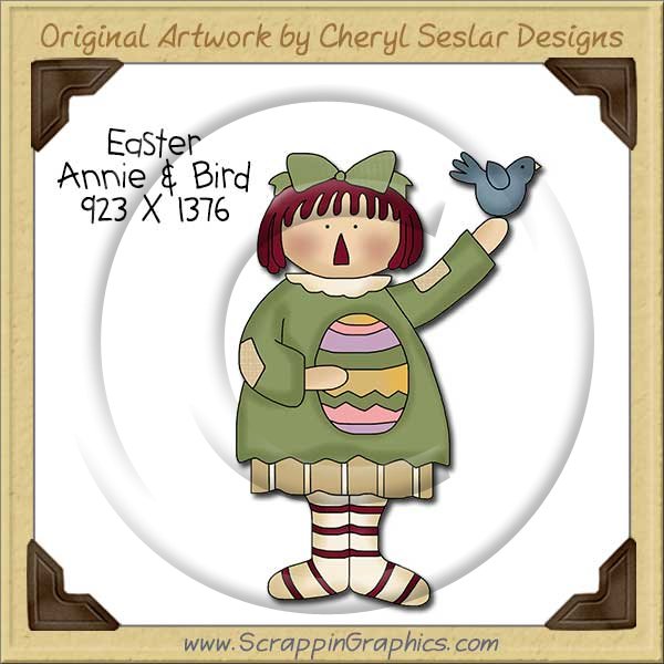 Easter Annie & Bird Single Clip Art Graphic Download - Click Image to Close