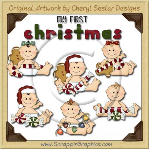 Sweet Baby First Christmas Limited Pro Clip Art Graphics
