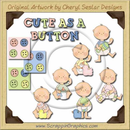 Cute As A Button Collection Graphics Clip Art Download