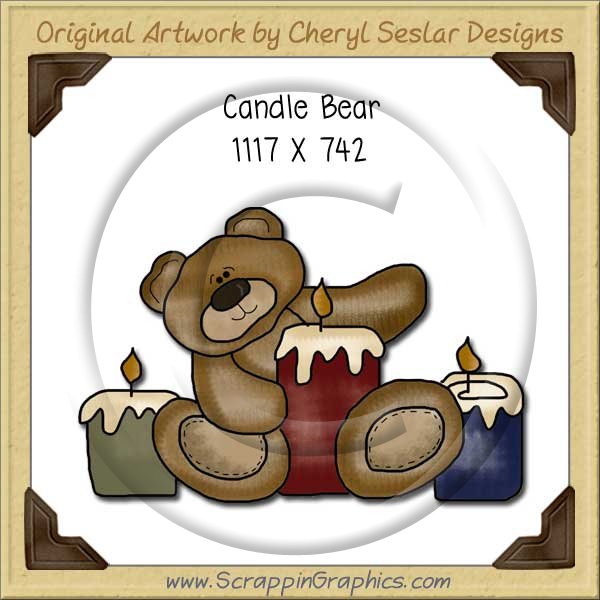 Candle Bear Single Graphics Clip Art Download - Click Image to Close