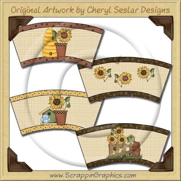 Sunflower Cup Covers Printable Craft Collection Graphics Clip Ar - Click Image to Close