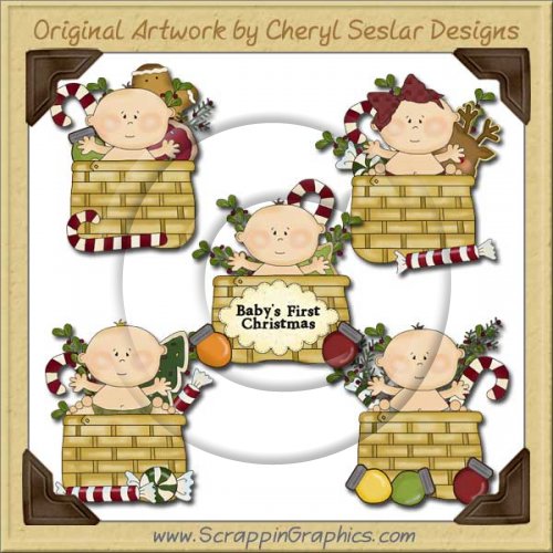 Baby Christmas Baskets Clip Art Download