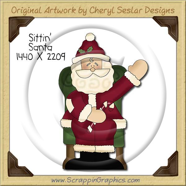 Sittin' Santa Single Clip Art Graphic Download - Click Image to Close