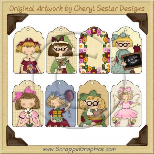 Pretty Girl Tags Collection Printable Craft Download