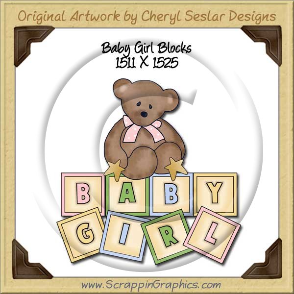 Baby Girl Blocks Single Graphics Clip Art Download - Click Image to Close
