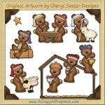 Raggedy Bears Nativity Graphics Clip Art Download