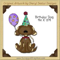 Birthday Dog Single Clip Art Graphic Download