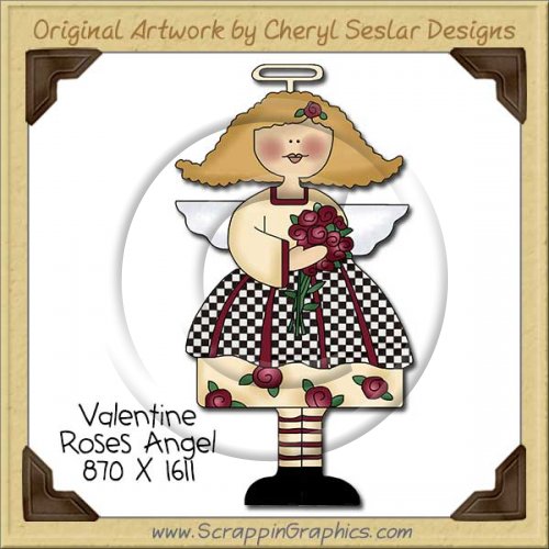 Valentine Roses Angel Single Clip Art Graphic Download