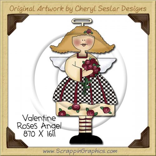 Valentine Roses Angel Single Clip Art Graphic Download
