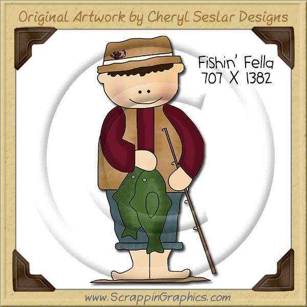 Fishin' Fella Single Clip Art Graphic Download - Click Image to Close