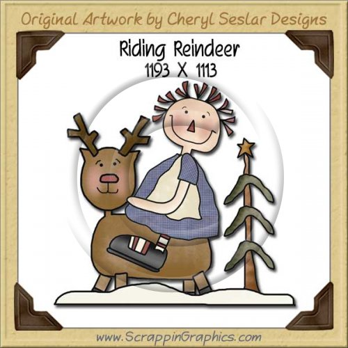 Riding Reindeer Single Graphics Clip Art Download