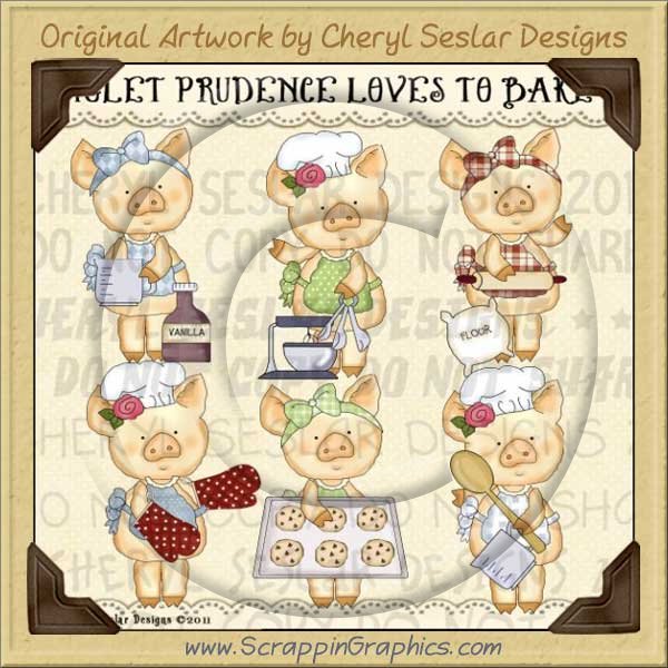 Piglet Prudence Loves To Bake Limited Pro Clip Art Graphics - Click Image to Close