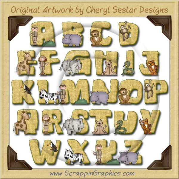 On Safari Alphabet & Numbers Clip Art Download - Click Image to Close