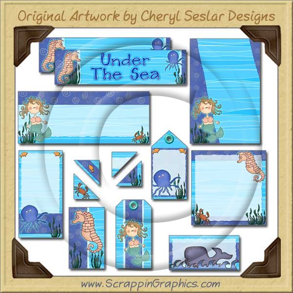 Sea Animals Journaling Delights Digital Scrapbooking Graphics Clip Art Download - Click Image to Close