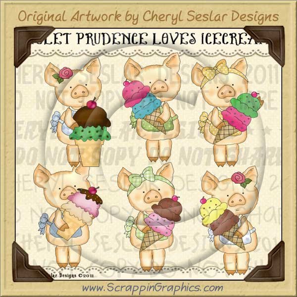 Piglet Prudence Loves Ice Cream Limited Pro Clip Art Graphics - Click Image to Close