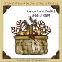 Candy Cane Basket Single Graphics Clip Art Download