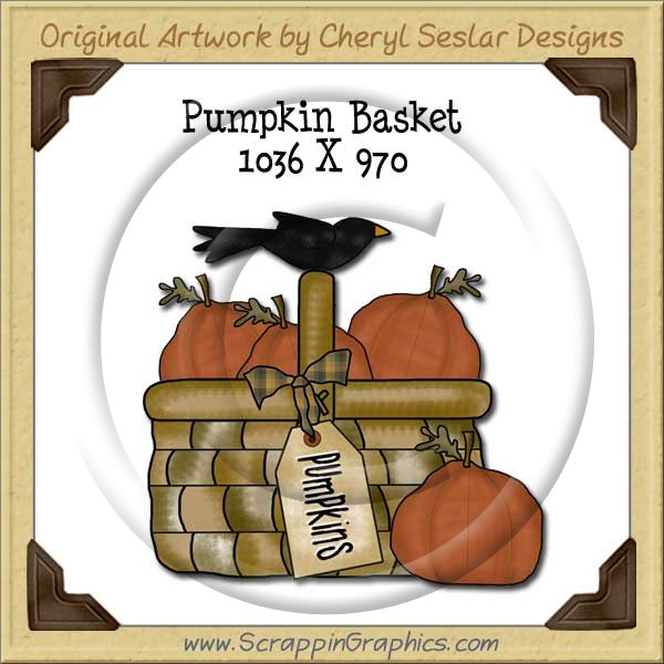 Pumpkin Basket Single Graphics Clip Art Download - Click Image to Close