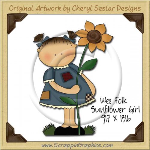 Wee Folk Sunflower Single Graphics Clip Art Download