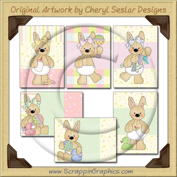 Stuffed Baby Bunny Cards Collection Printable Craft Download - Click Image to Close
