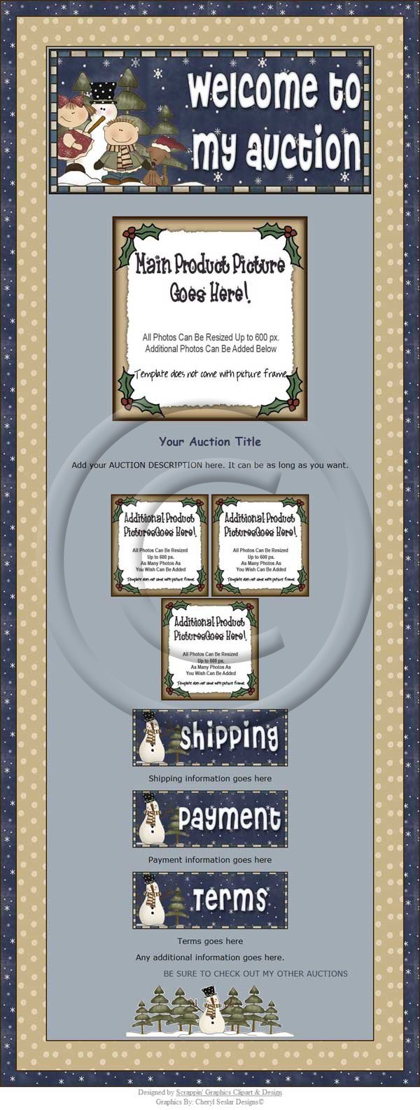 Snowman & Friends Auction Template - Click Image to Close