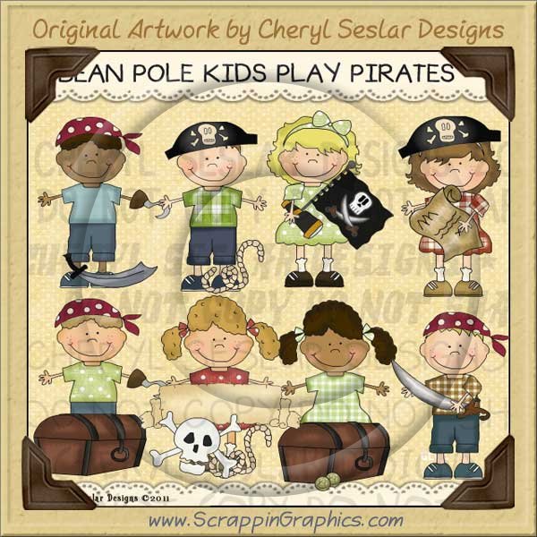 Bean Pole Kids Play Pirates Limited Pro Clip Art Graphics - Click Image to Close