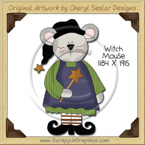 Witch Mouse Single Clip Art Graphic Download