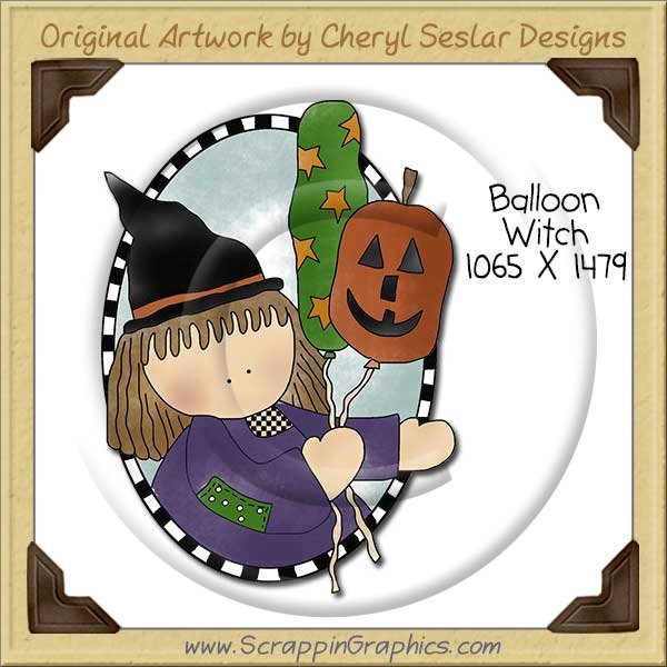 Balloon Witch Single Clip Art Graphic Download - Click Image to Close